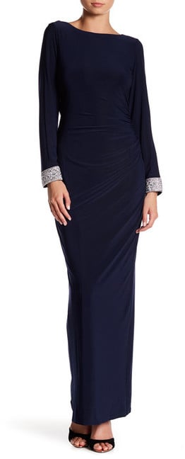 For a more formal affair, go with a beaded sleeve gown ($43) for your bridesmaids.