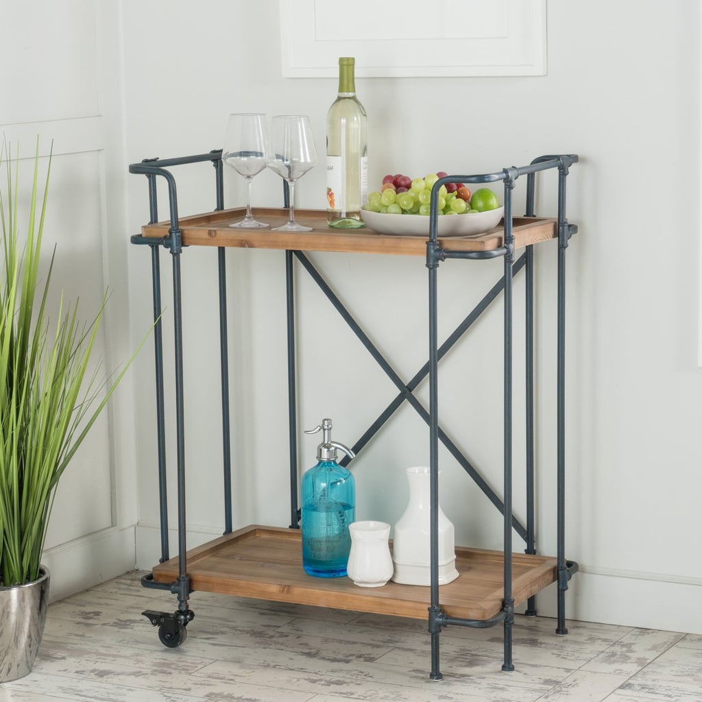 LLC Colleen Antique Finish Firwood and Iron Coffee Cart