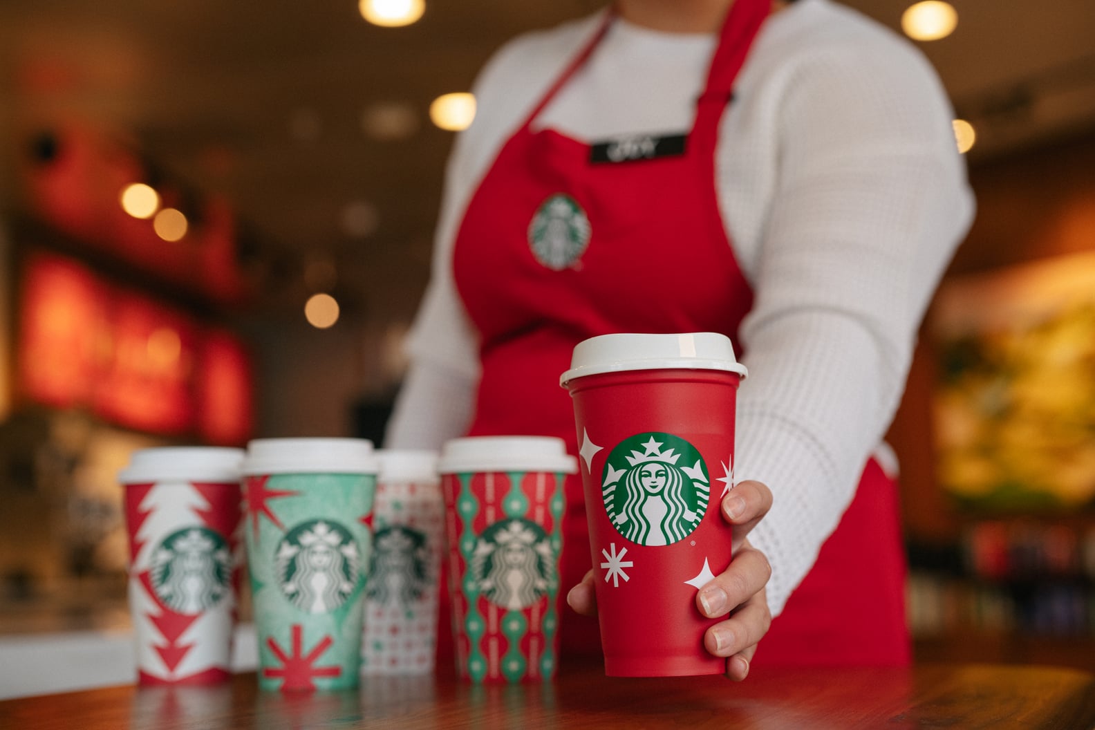 Ornamento Ceramica Starbucks 2018 Limited Edition - Tote Natalizio Con Manici Mobili, Portacarte Regalo