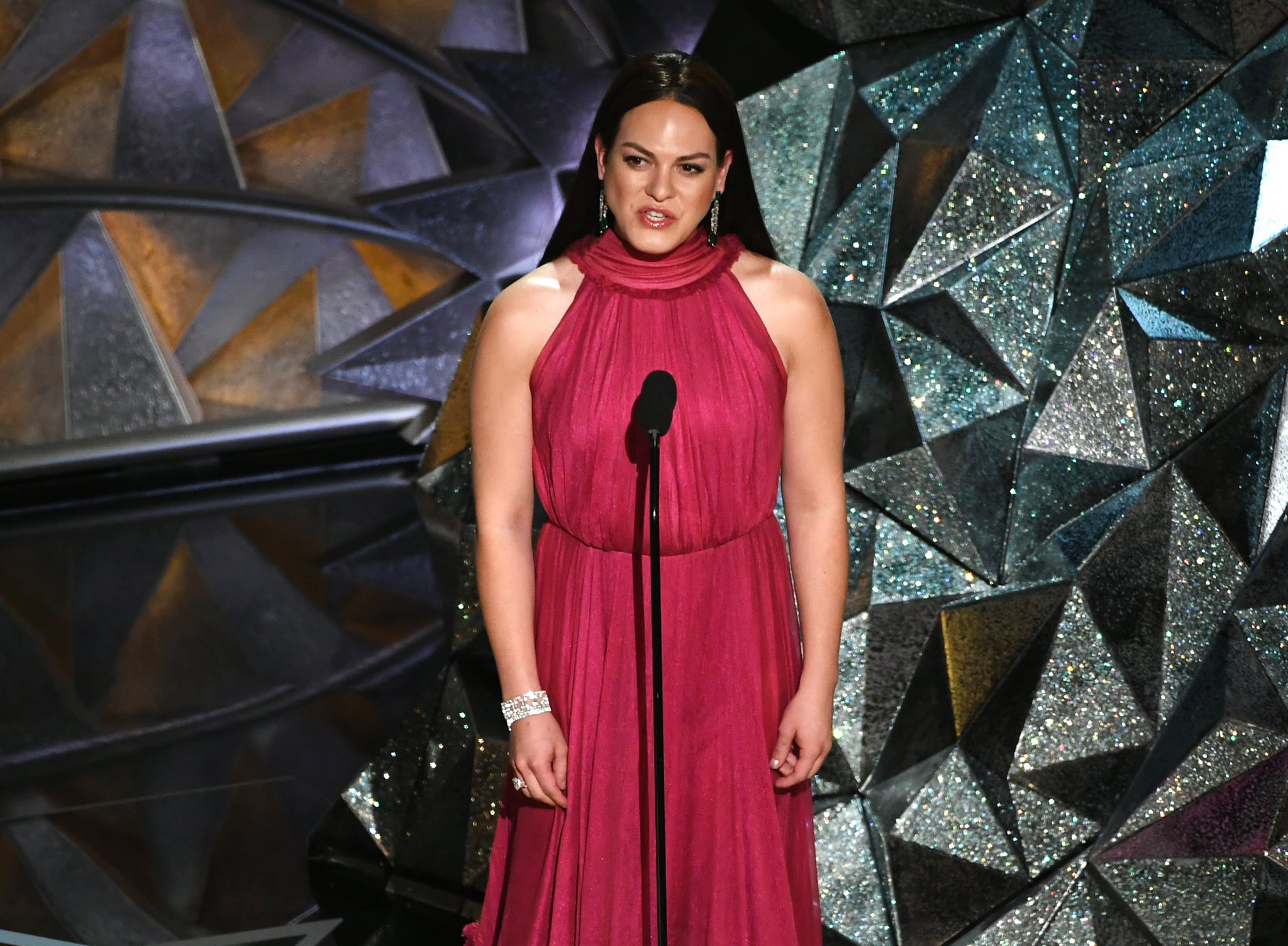 HOLLYWOOD, CA - MARCH 04:  Actor Daniela Vega speaks onstage during the 90th Annual Academy Awards at the Dolby Theatre at Hollywood & Highland centre on March 4, 2018 in Hollywood, California.  (Photo by Kevin Winter/Getty Images)