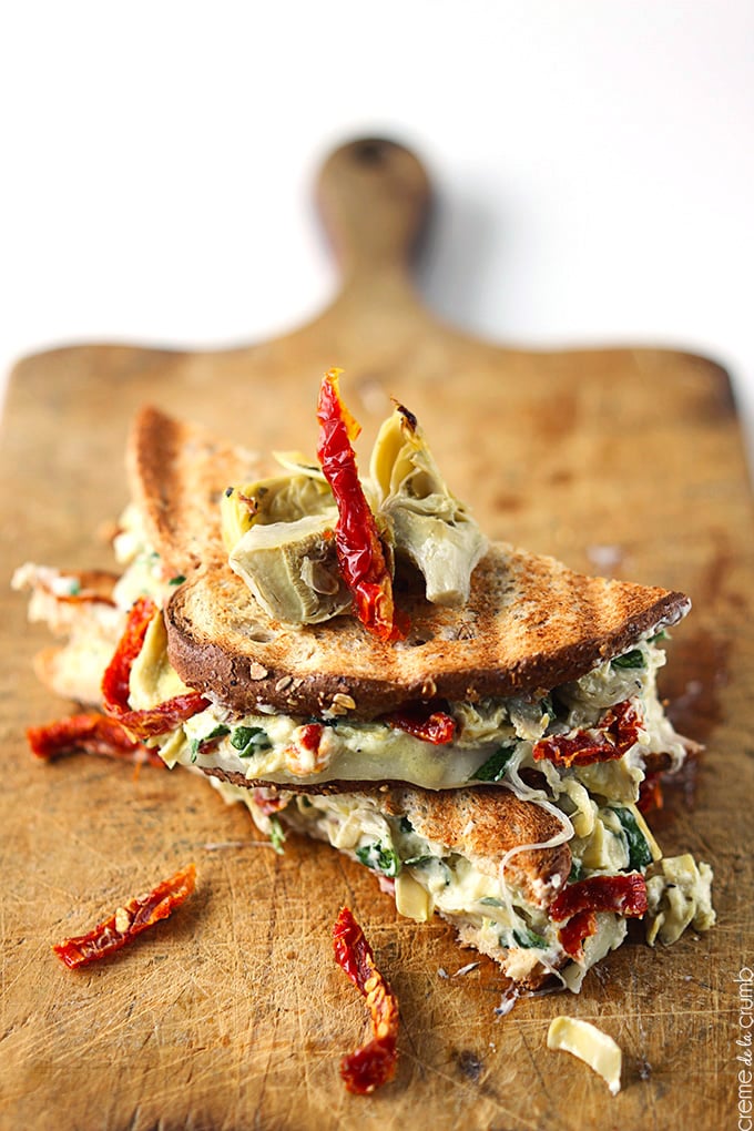 Cheesy Spinach Artichoke and Sun-Dried Tomato Panini