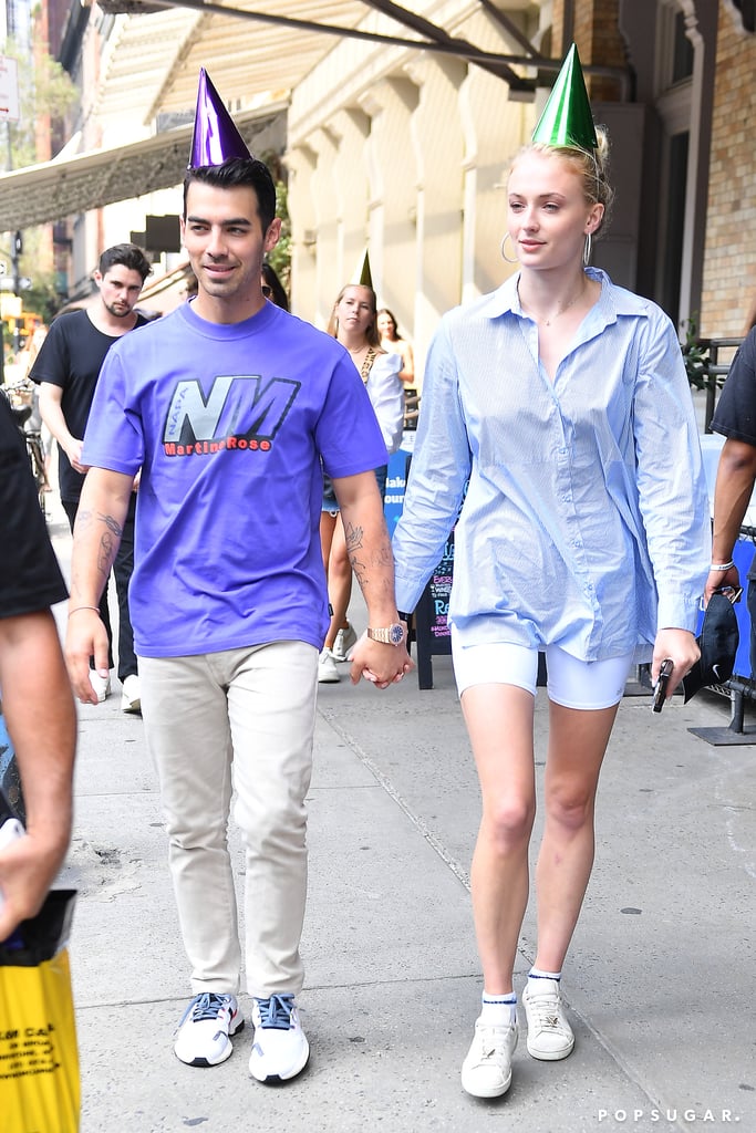 Joe Jonas and Sophie Turner Wearing Party Hats in NYC 2019