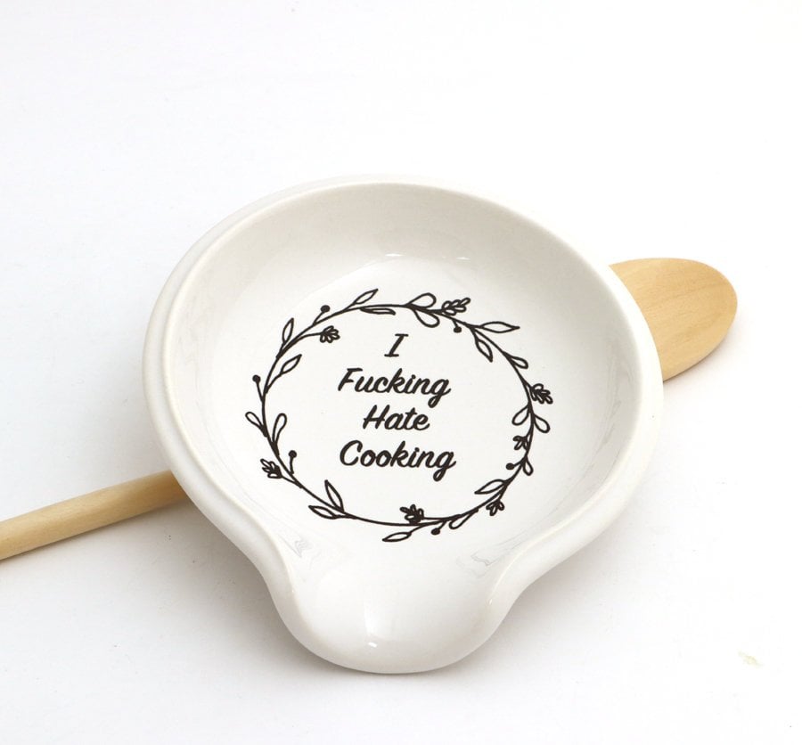 "I F*cking Hate Cooking" Ceramic Spoon Rest