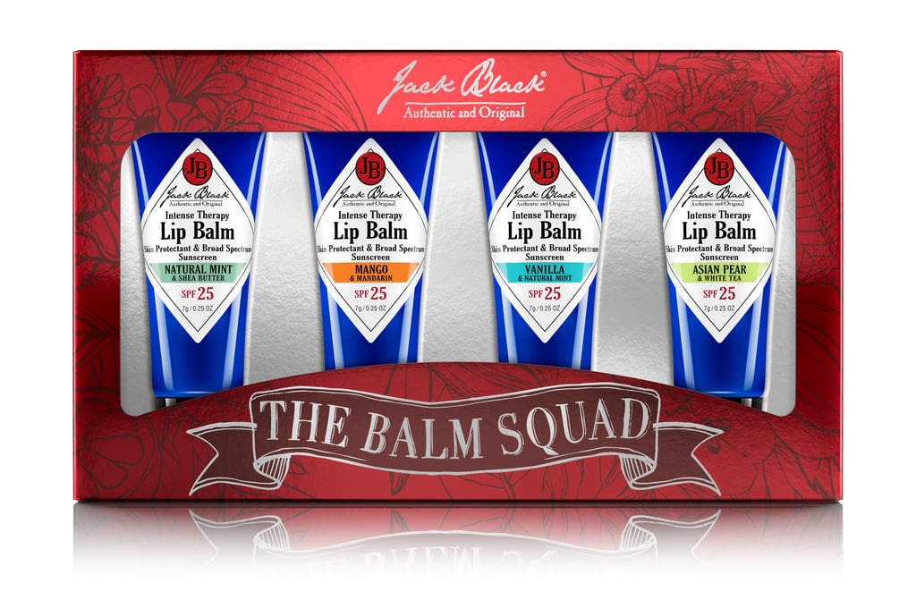 The brand is celebrating their 15th anniversary and with it, digging into their sacred vault of beloved product and flavors to bring back some of the best of all time. In that lineup, their beloved lip conditioners in natural mint and shea butter, mango and mandarin, vanilla and natural mint, and Asian pear and white tea. One balm is great, but he’ll likely appreciate the set being that lip balms seem to inevitably disappear into pockets and the depths of drawers. But the blue tubes make them easy to spot and the stick-free super conditioning formulas make them hard to forget.
Jack Black The Balm Squad ($25)