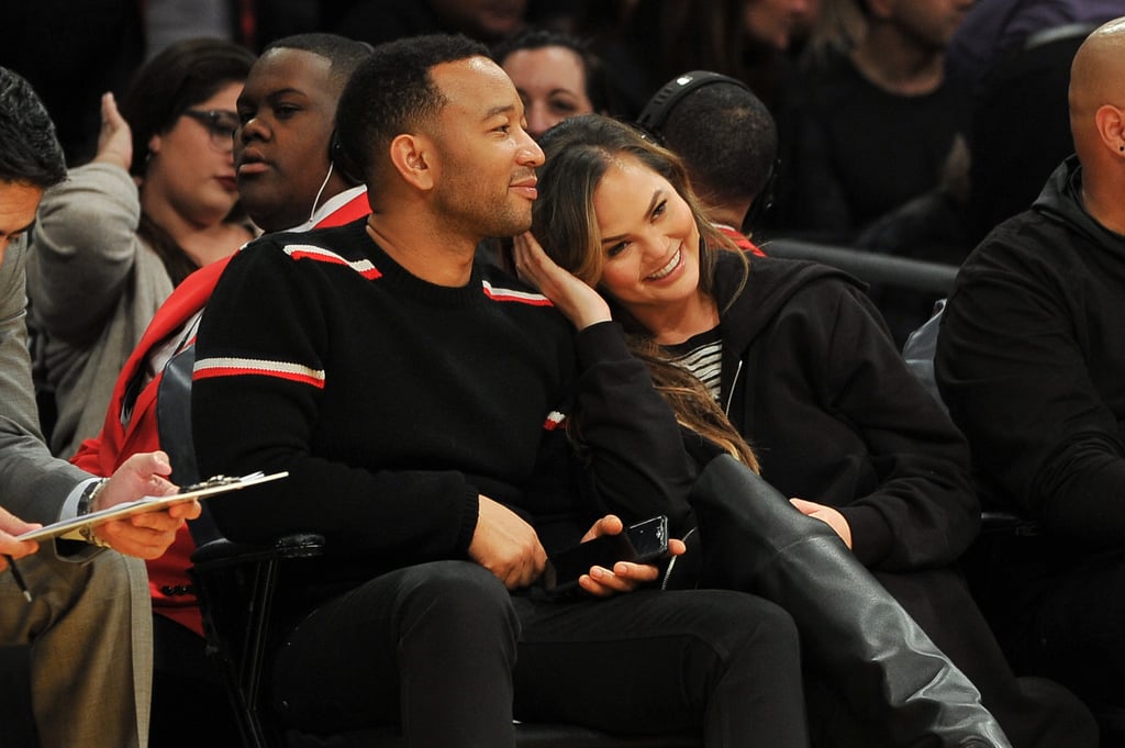 Chrissy Teigen and John Legend at LA Lakers Game Nov. 2017