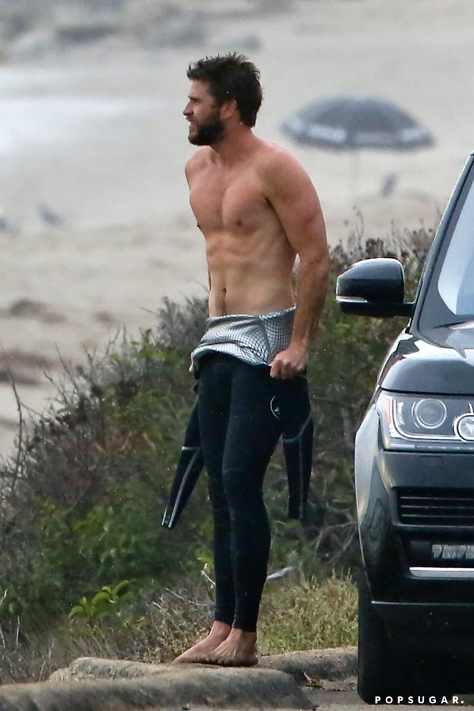 Liam Hemsworth Surfing in Malibu October 2016