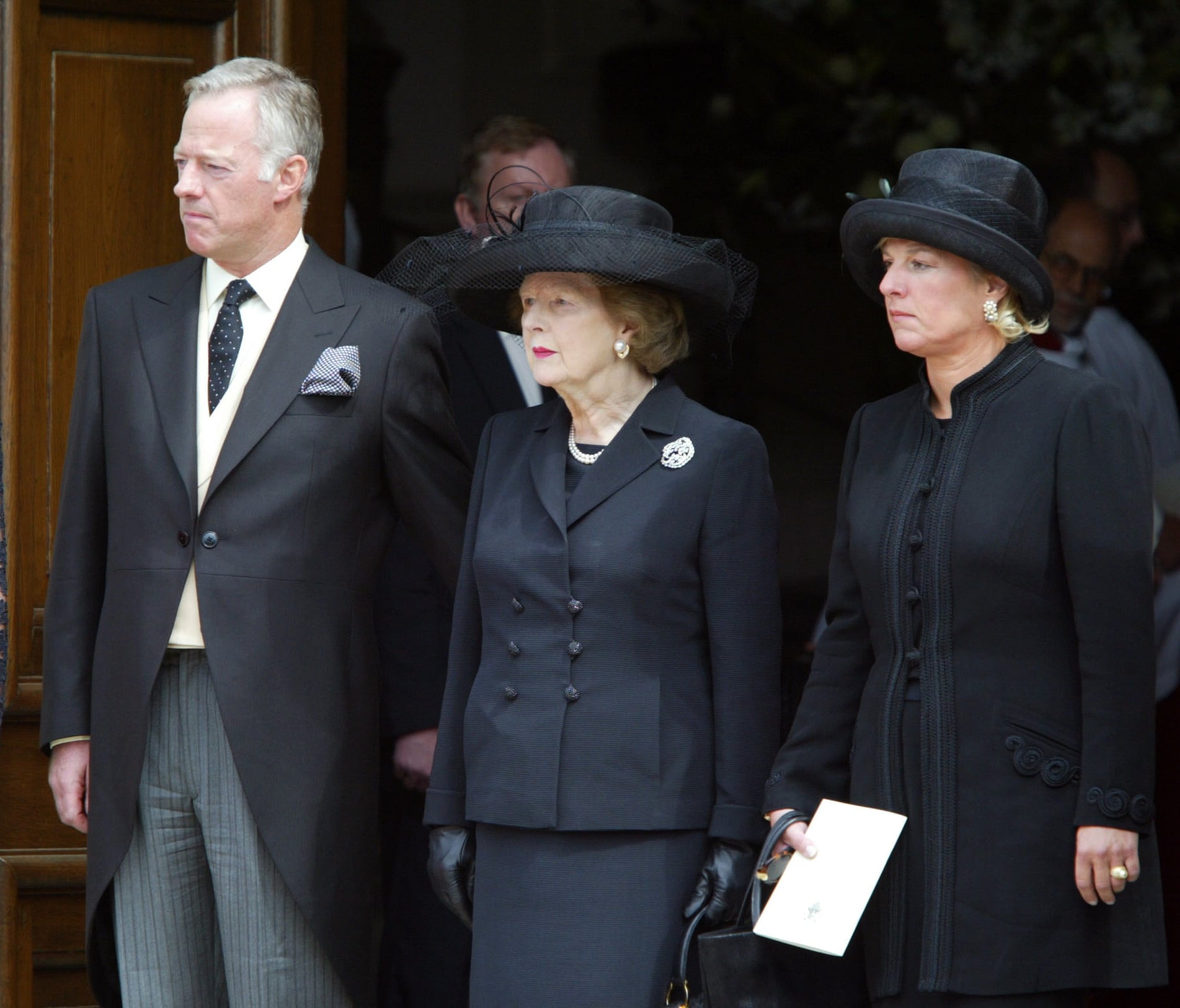 Margaret, Mark & Carol Thatcher Attend The Funeral Of Denis Thatcher At The Royal Hospital In Chelsea. (Photo by Justin Goff\UK Press via Getty Images)