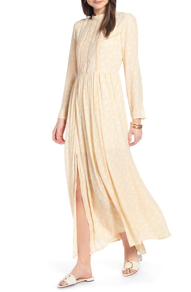 long sleeve beige maxi dress