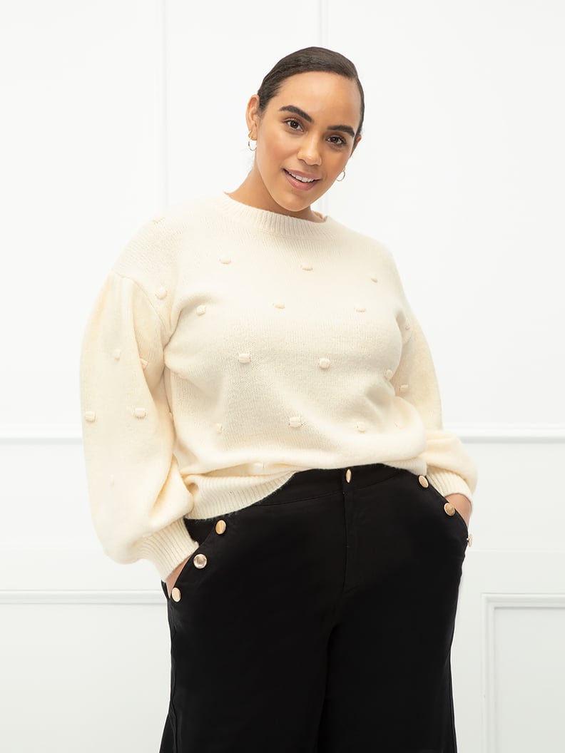 ELOQUII Elements Women's Plus Size Balloon Sleeve Bobble Sweater