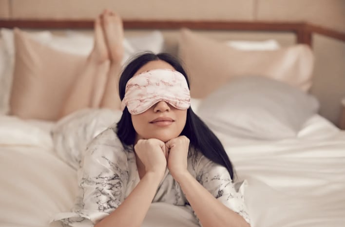 Slip Pink Marble Pure Silk Sleep Mask