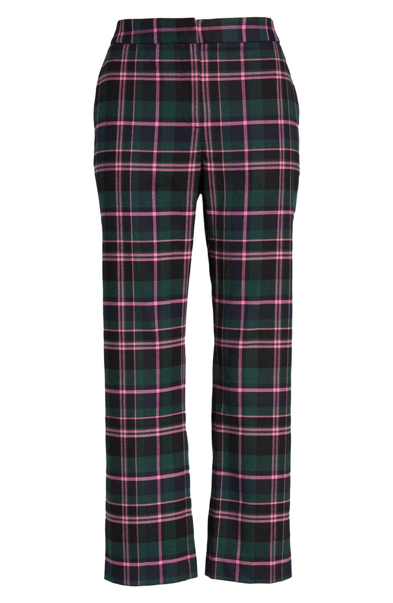 1901 Plaid Straight Leg Crop Pants