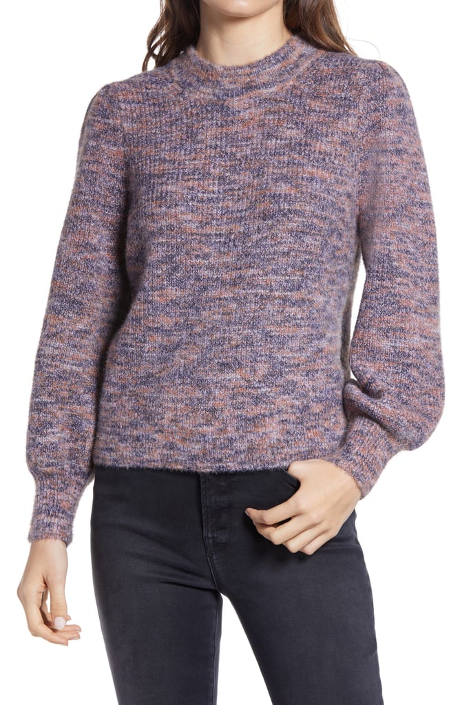 Madewell Eaton Space Dye Puff Sleeve Sweater