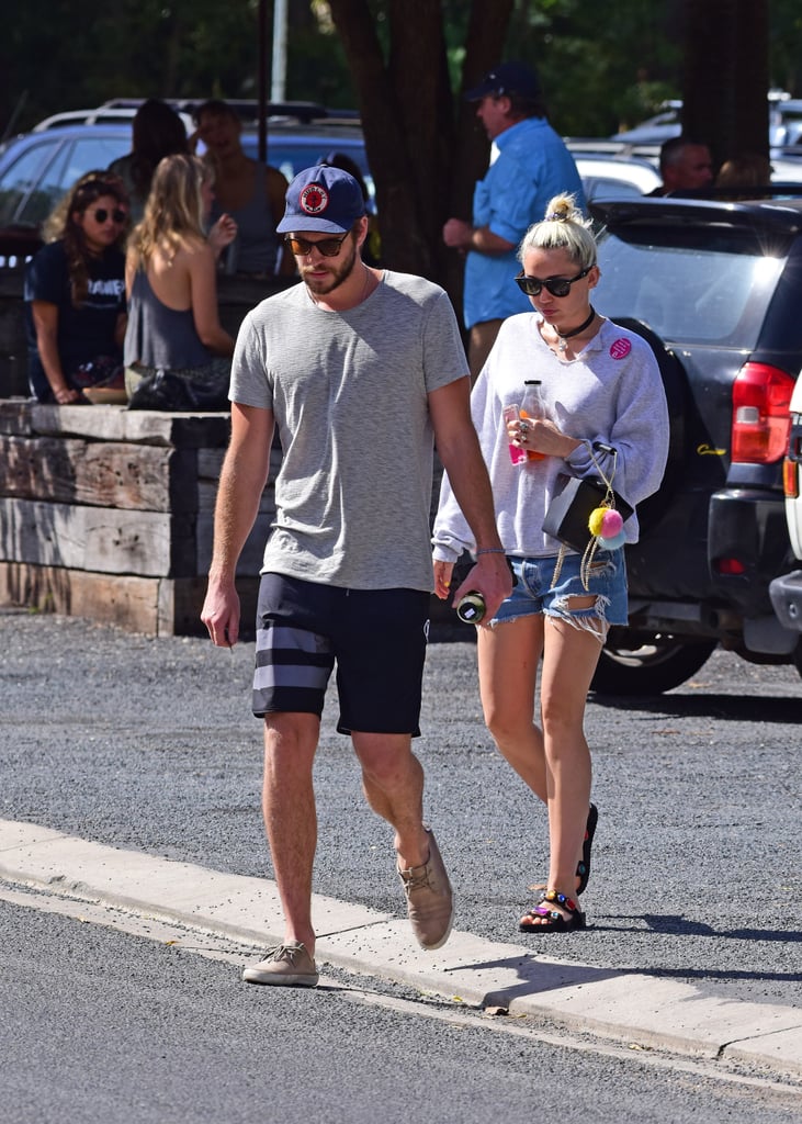 Miley Cyrus and Liam Hemsworth Having Lunch in Australia
