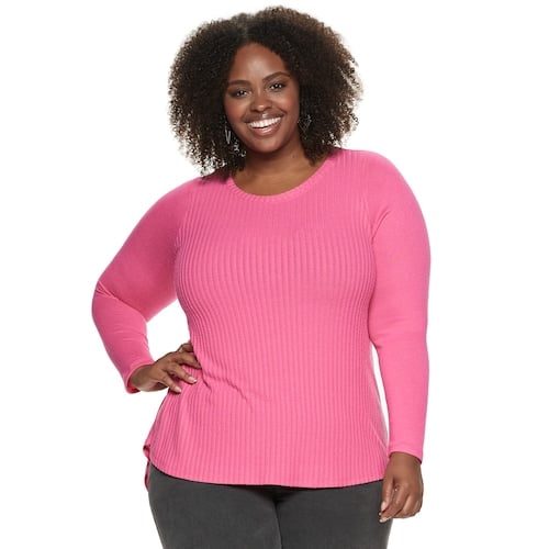 Evri Plus Size All About Cozy Long Sleeve Ribbed Top