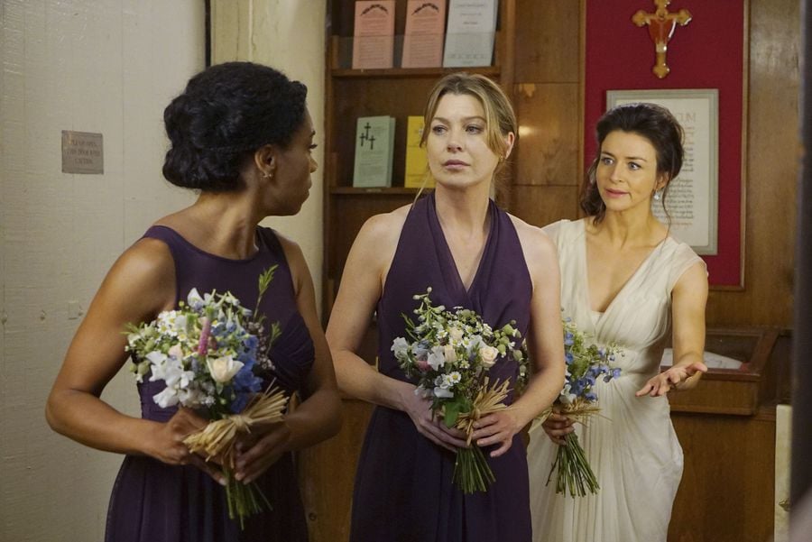 Ellen Pompeo As Meredith And Jerrika Hinton As Stephanie The The Ultimate Grey S Anatomy Wedding Photo Album Popsugar Entertainment Photo 45