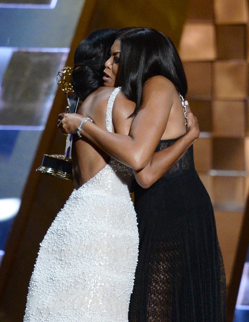 The two friends shared many heartfelt hugs while on stage together. You could just FEEL how happy Taraji was for Regina.