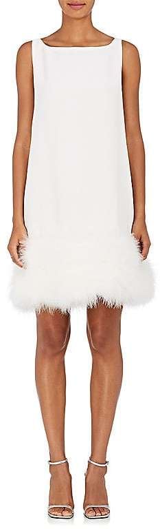 Lisa Perry Foxy Feather-Trimmed Wool Shift Dress