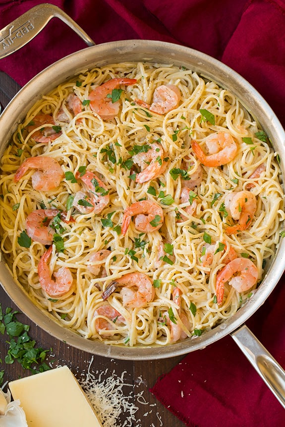 1-Pot Creamy Parmesan Linguine With Shrimp