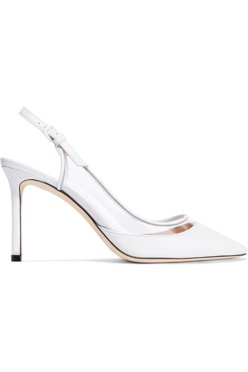 Jimmy Choo Erin 85 Leather and PVC Slingback Pumps