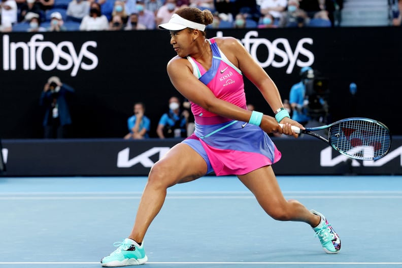 Naomi Osaka's Blue and Pink Butterfly Sneakers at the 2022 Australian Open