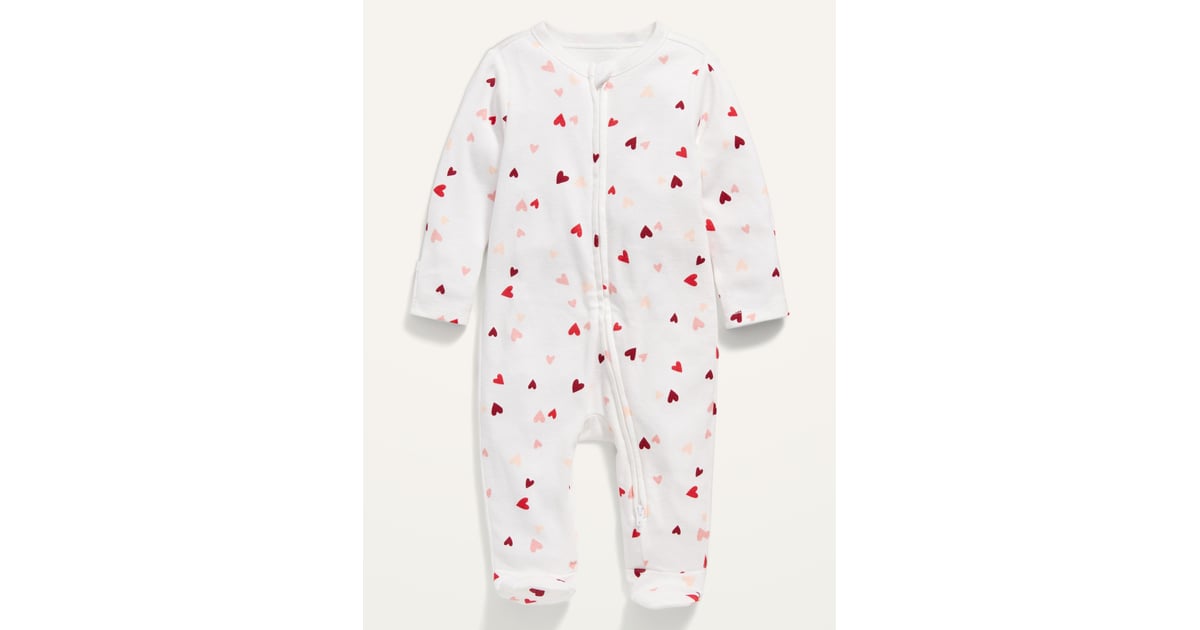 Old Navy Printed Fold Over Mitten Footie Pajama One Piece For Baby The Cutest Valentine S Day Looks For Your Little Love Bugs Popsugar Family Photo 23