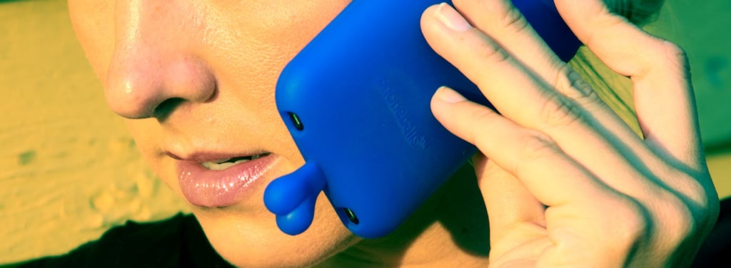 Good news: you can choose from blue balls (pictured here) or peach fuzz. (See more crazy phone cases here.)