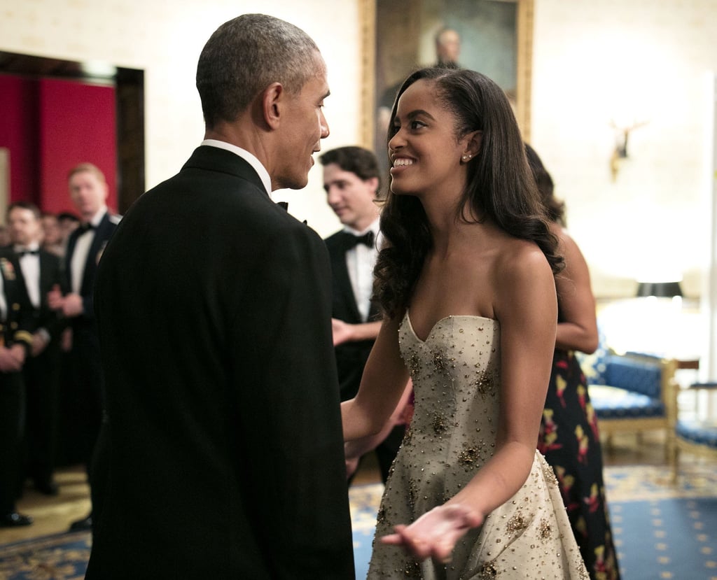 During Barack's opening remarks at the state dinner in 2016, he couldn't help but gush about his girls. "When I was first elected to this office, Malia was just 10 and Sasha was 7. And they grow up too fast," he said. "Now Malia is going off to college . . . and I'm starting to choke up."