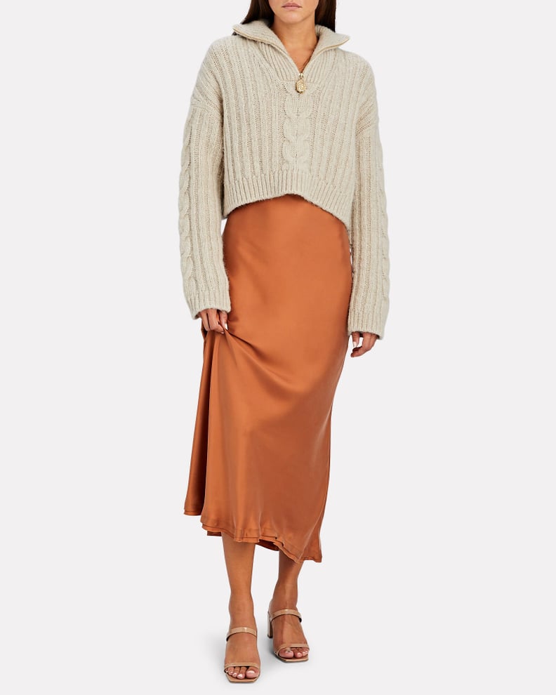 Nanushka Evie Half-Zip Cable Knit Sweater