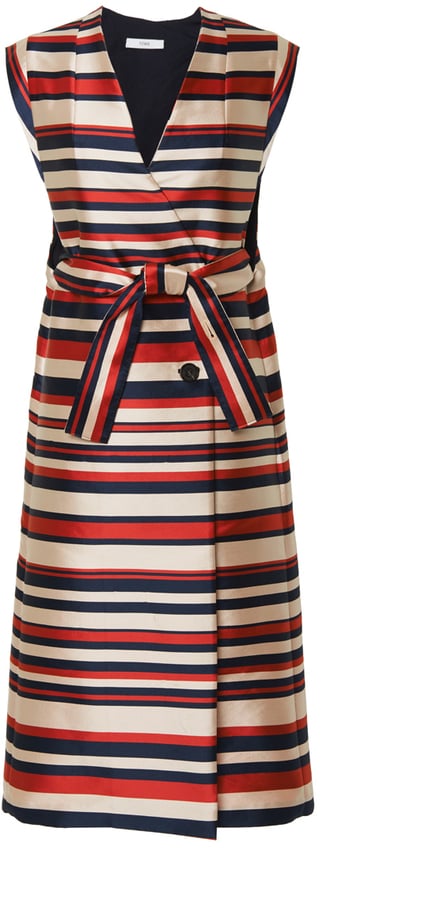 Tome Satin Striped Sleeveless Trenchcoat ($1,350)