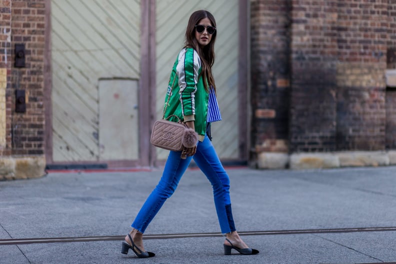 A Shiny Bomber Gives Your Most Feminine Accessories a Sporty Touch