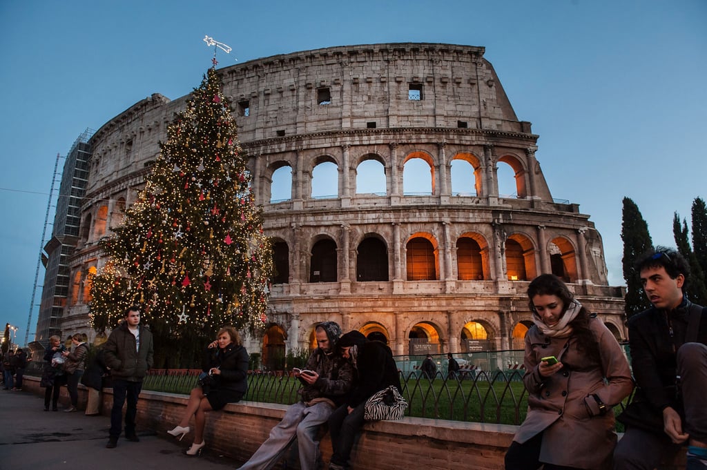 A Christmas tree stood in front of Rome's Colosseeum.