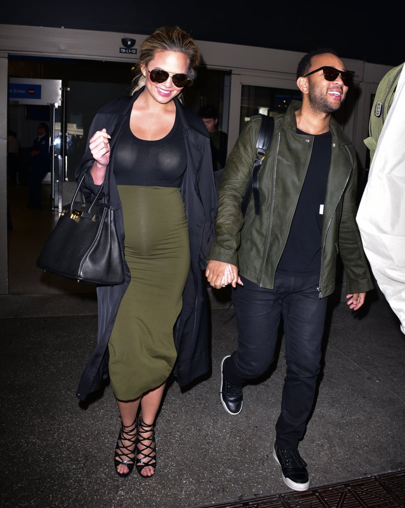 The Duo Coordinated Outfits For Their Airport Arrival In La In Chrissy Teigen And John Legend S Cutest Pictures Popsugar Celebrity Photo 68