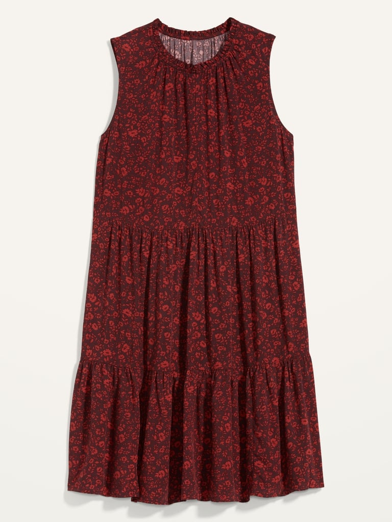 Printed Tiered Sleeveless Swing Dress