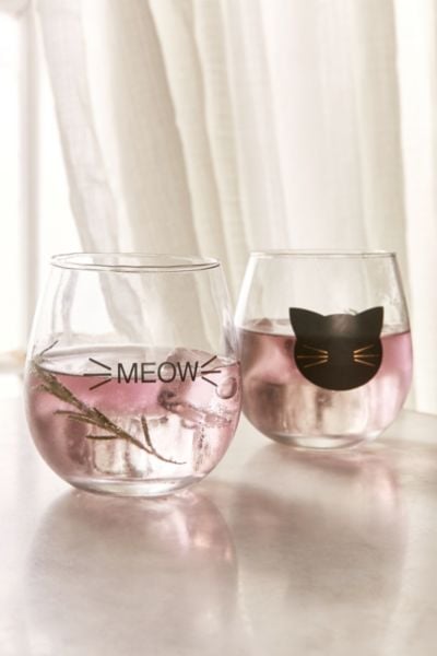 Meow Stemless Wine Glass Set