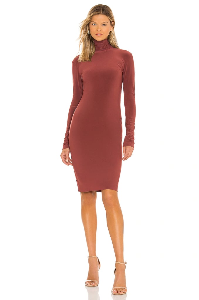 A Warm Moment: Norma Kamali Long Sleeve Turtleneck Dress in Copper