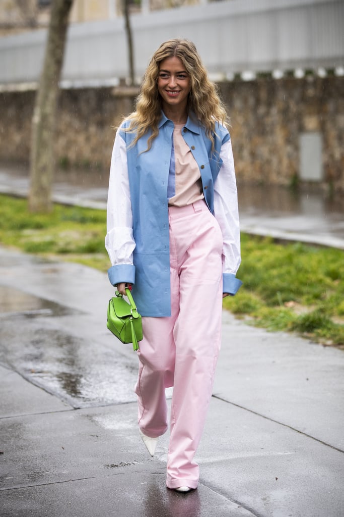 A neon bag makes any t-shirt outfit pop.