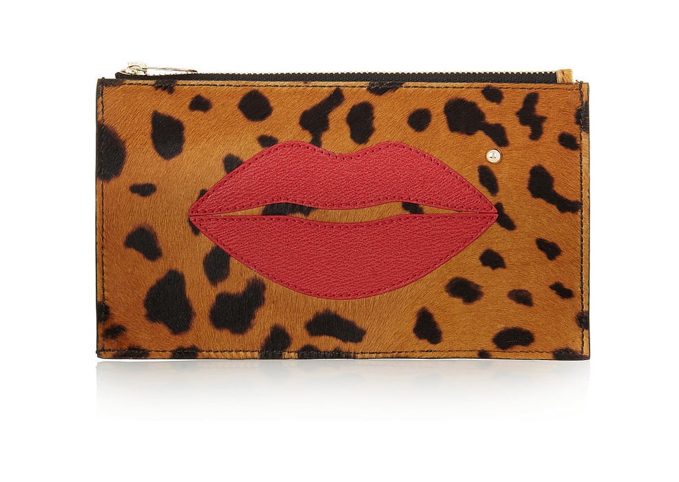 Charlotte Olympia Pouty Appliquéd Leopard-Print Calf Hair Pouch ($297, originally $495)