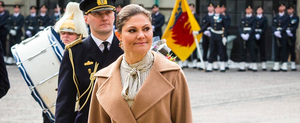 Princess Victoria of Sweden Wearing Beige Coat