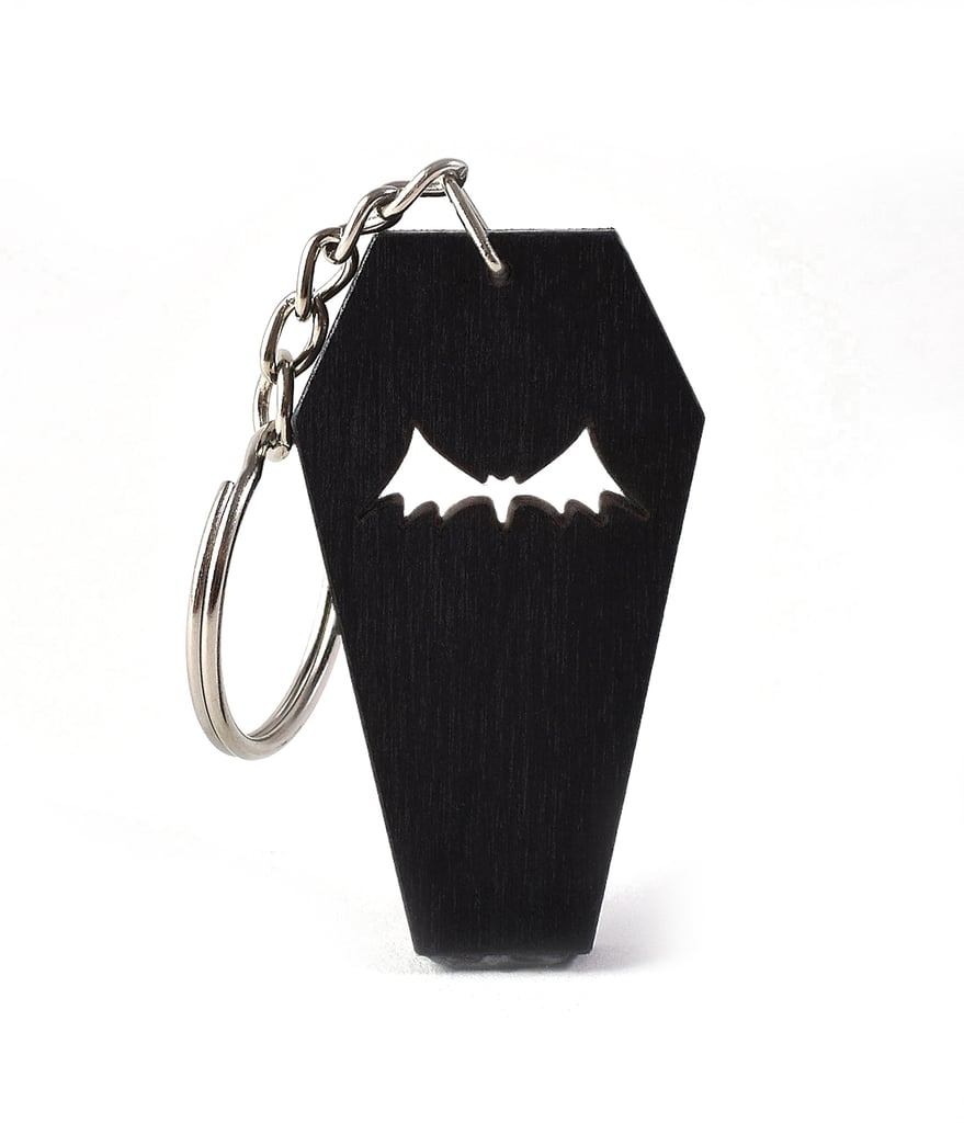 Ebony Wood Bat & Coffin Keychain ($10)