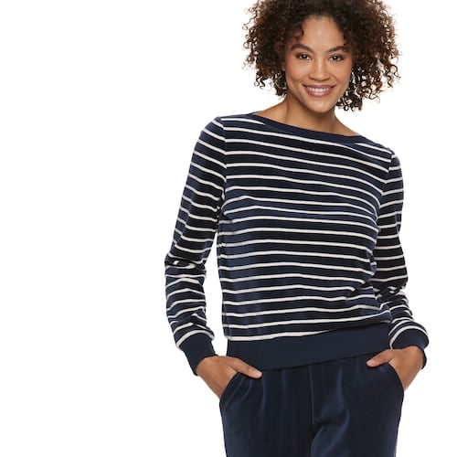 POPSUGAR Striped Velour Top