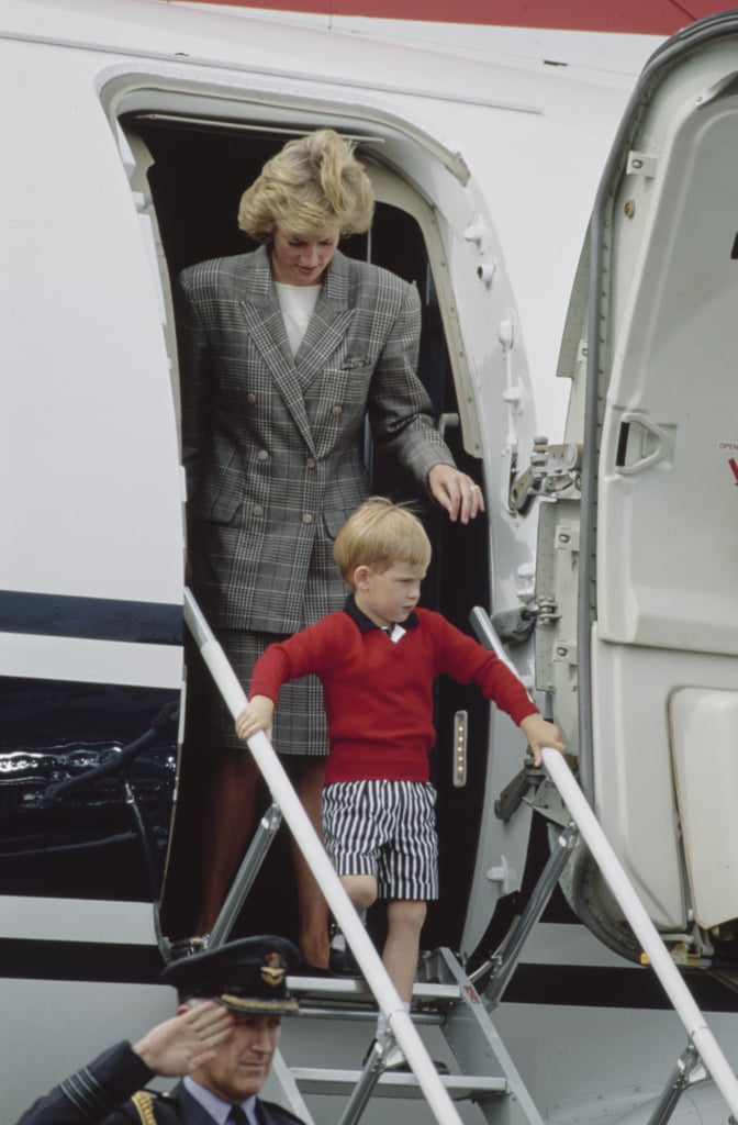 Princess Diana and Prince Harry stepped off a plane as they arrived in Aberdeenshire, Scotland, in August 1989.