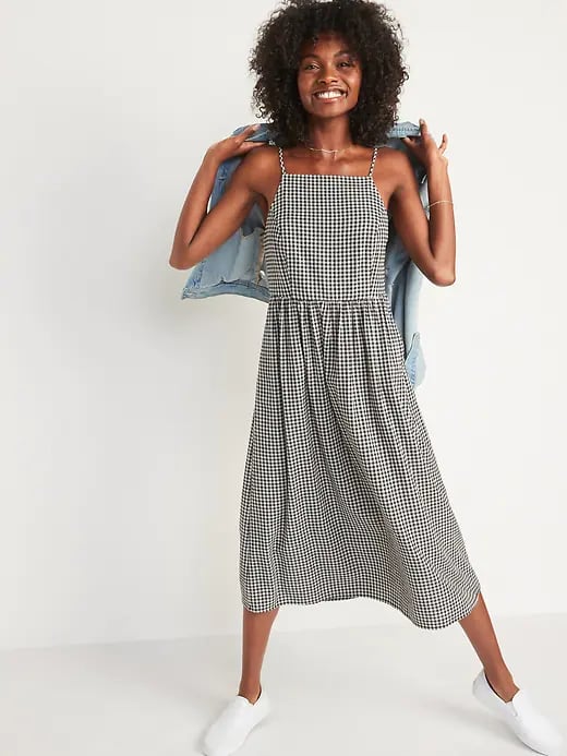 Old Navy Fit and Flare Gingham Midi Cami Dress