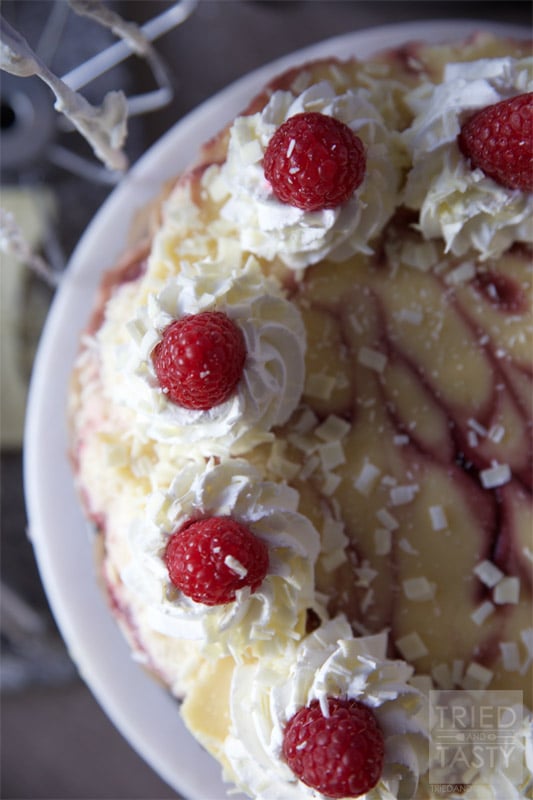 White Chocolate Raspberry Truffle Cheesecake