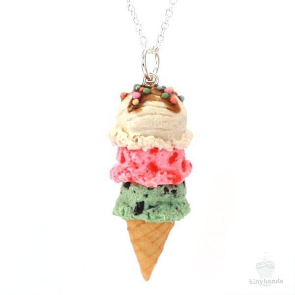 Tiny Hands Scented Triple Scoop Ice Cream Cone Necklace