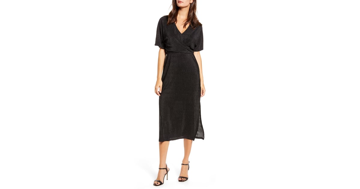 all in favor surplice midi dress