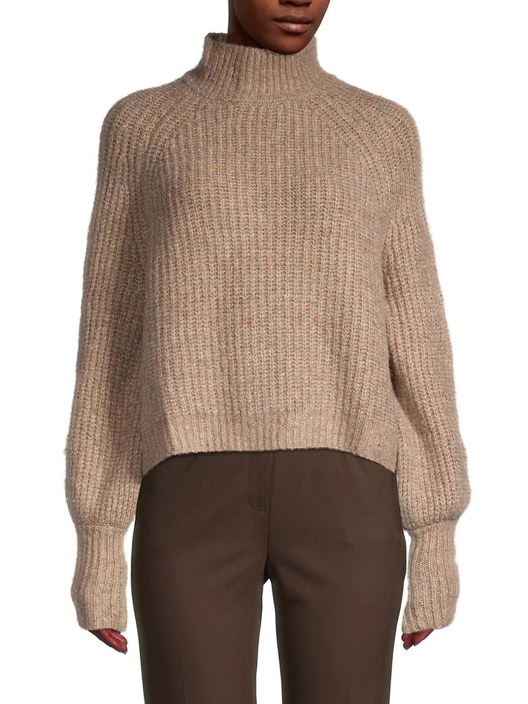 Lucca Bishop-Sleeve Turtleneck Sweater
