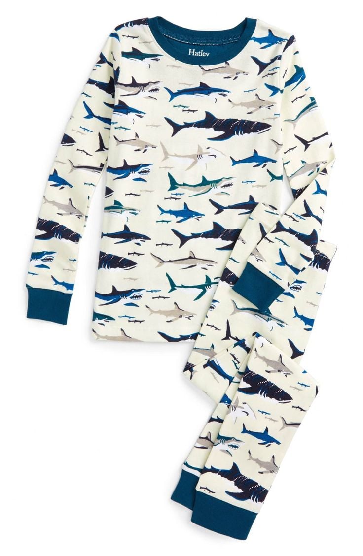 Shark Printed Tee and Pants Pajama Set