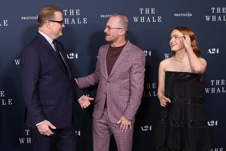 Brendan Fraser, Darren Aronofsky, and Sadie Sink at "The Whale" Premiere