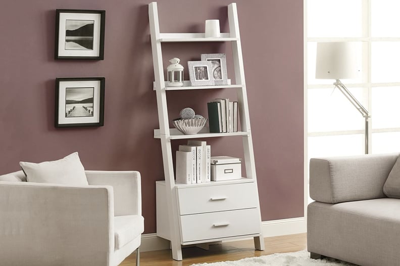 A Bookshelf With Storage: Monarch Specialties Bookcase With Ladder and 2-Storage Drawers