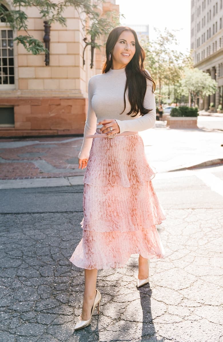 Nordstrom pink pleated skirt online